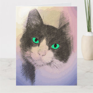 TARJETA DE RECIBIMIENTO DE TUXEDO CAT ART BIRTHDAY