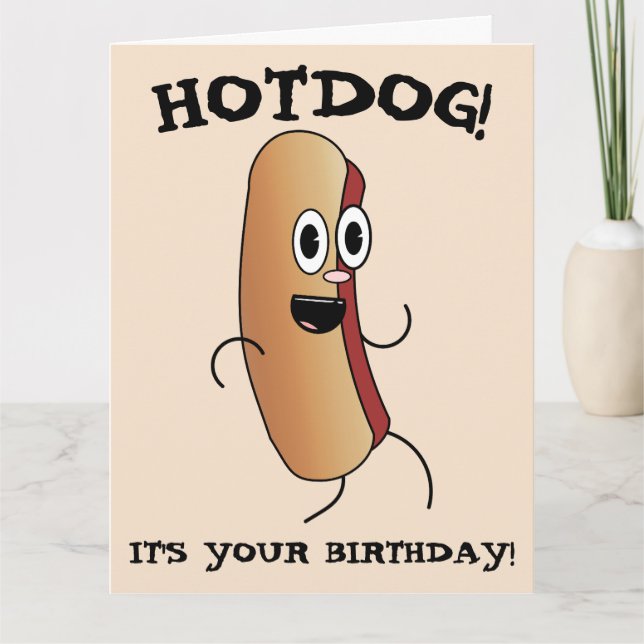 TARJETA DE RECIBIMIENTO DEL CUMPLEAÑOS DE HOT DOG  (Anverso)