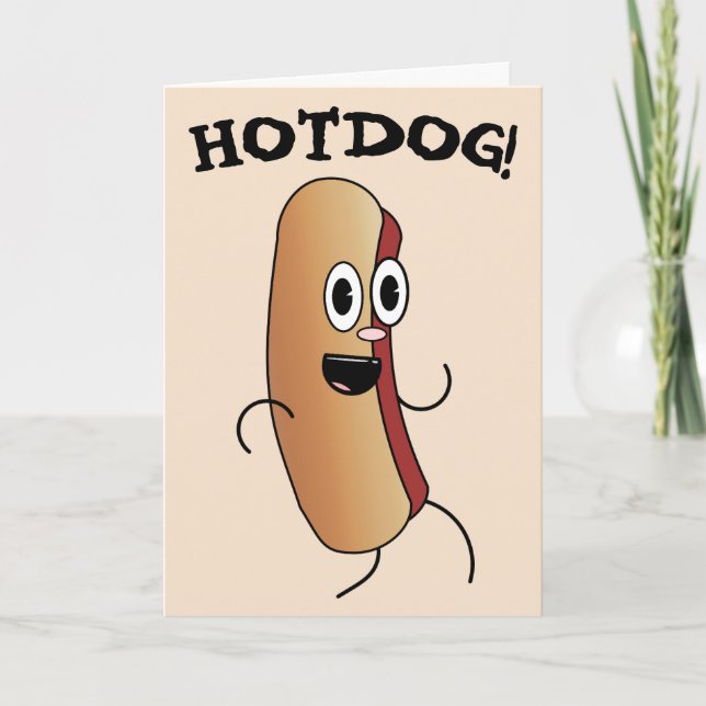 TARJETA DE RECIBIMIENTO DEL CUMPLEAÑOS DE HOT DOG  (Anverso)