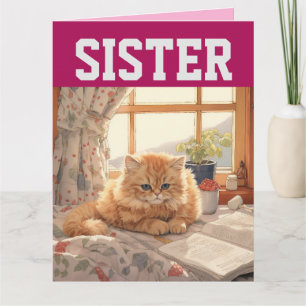 TARJETA DE RECIBIMIENTO GRANDE DE HERMANA CUTE CAT