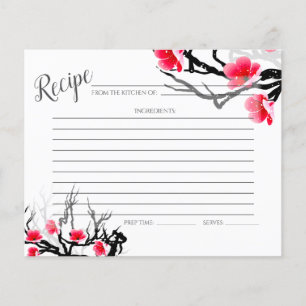 TARJETA DE RECIBO Floral de rama de flor japones