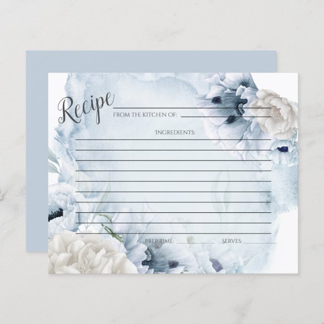 TARJETA DE RECIBO | Flores azul acuáticas rusticas (Anverso / Reverso)