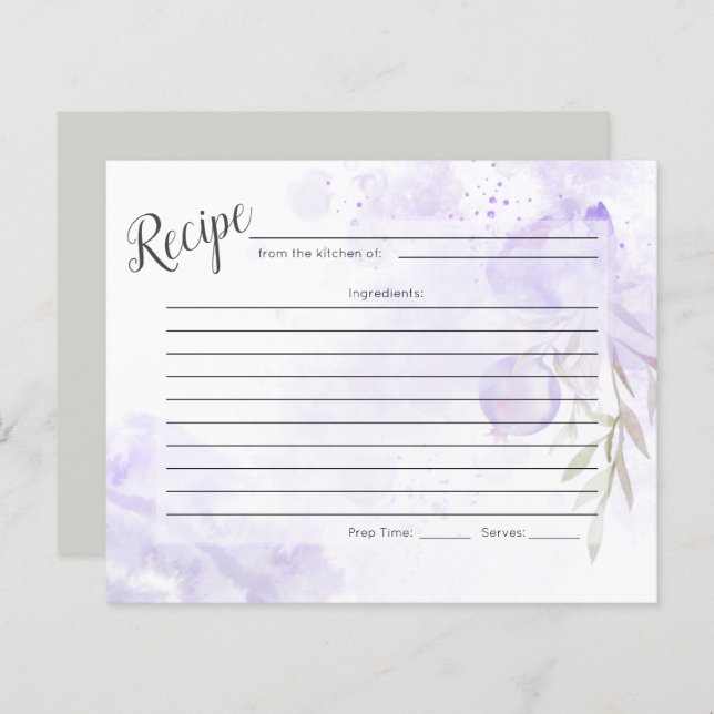 TARJETA DE RECIBO | Rosas Lilac Purple Painterly (Anverso / Reverso)
