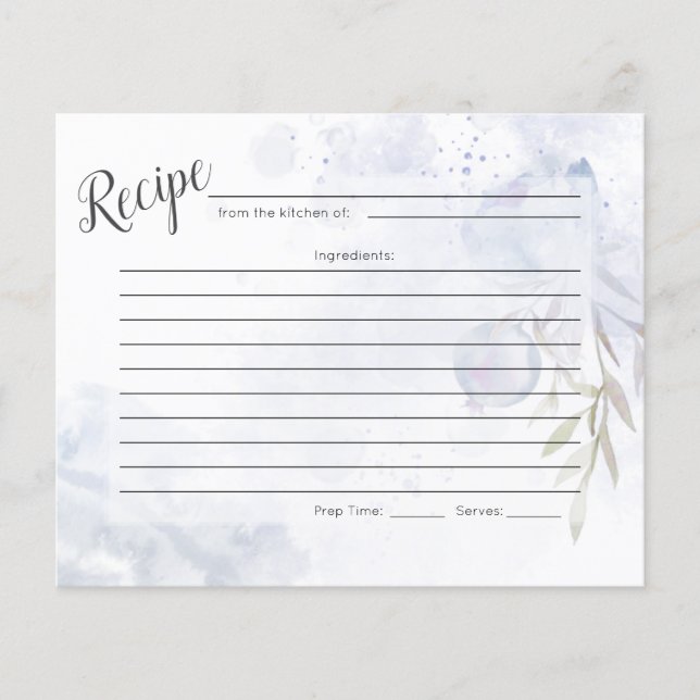 TARJETA DE RECIBO | Rosas Pastel Dusty Blue (Anverso)