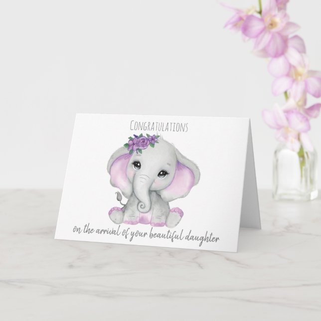 Tarjeta de recién nacido Cute Ellie (Orquídea)