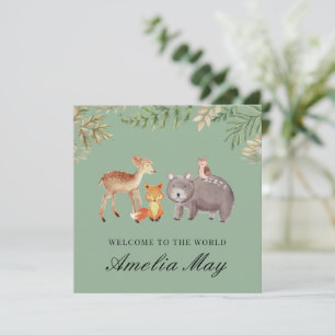 Tarjeta de Recién nacido de animales de Woodland p