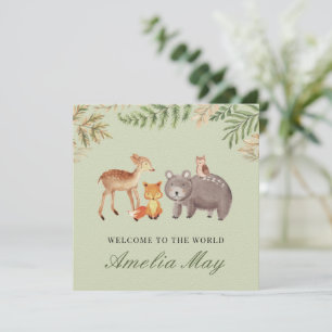 Tarjeta de Recién nacido de animales de Woodland p