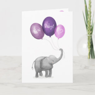 Tarjeta de recién nacido de elefante para bebés (p