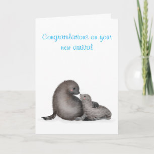 Tarjeta de recién nacido de foca de piel de madre