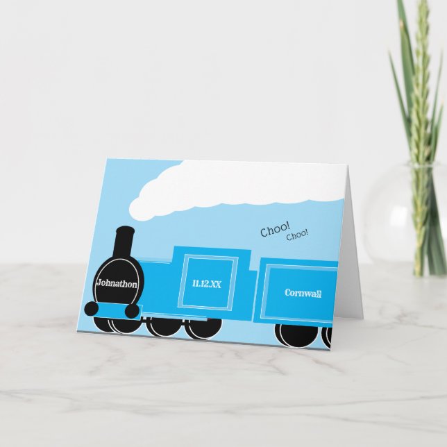 Tarjeta de recién nacido de tren de vapor personal (Anverso)
