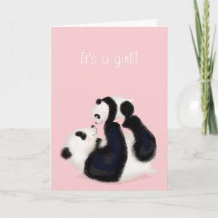 Tarjeta de recién nacido "It's a chica" para panda