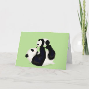 Tarjeta de recién nacido Panda y cub