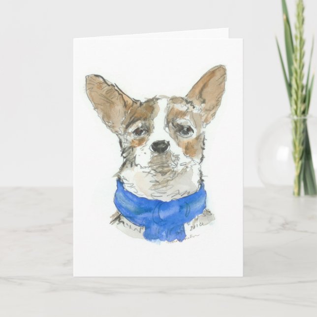 TARJETA DE RECIENCIA de la acuarela de perro de Ch (Anverso)