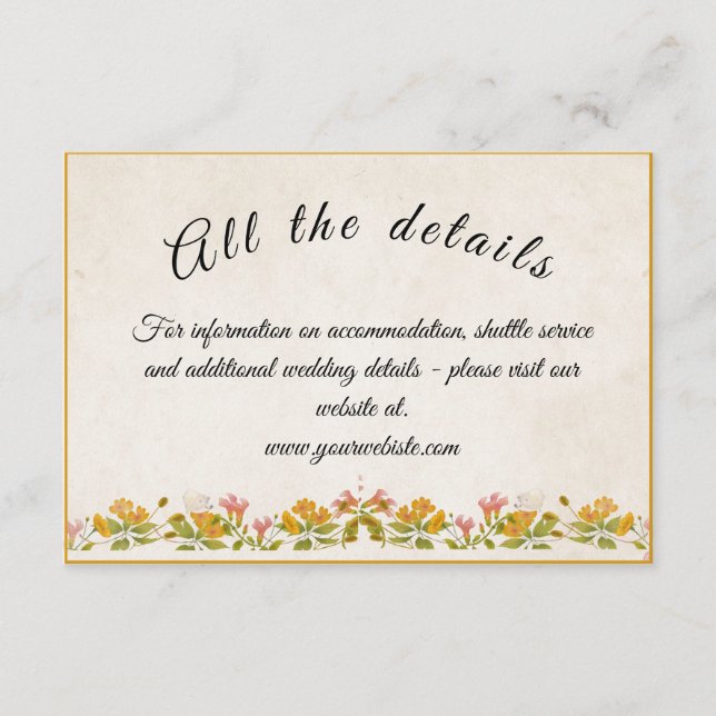 Tarjeta de recinto amarillo Victorian Meadow (Anverso)