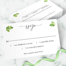 Tarjeta de recinto de shamrock verde rsvp de boda 