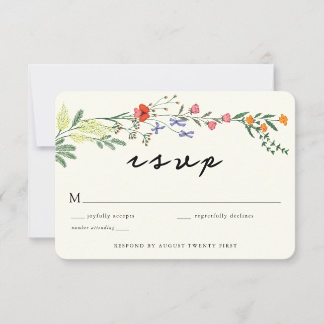 Tarjeta de recinto RSVP de la boda de jardín secre (Anverso)
