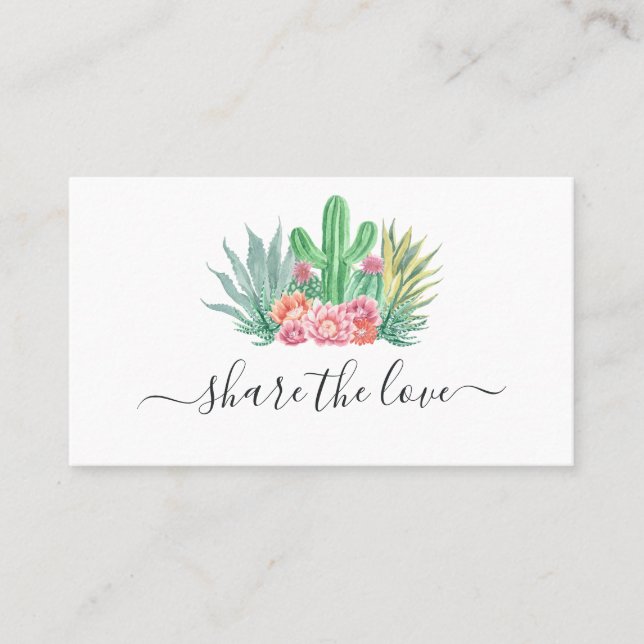 Tarjeta De Recomendación Acuarela Cactus (Anverso)