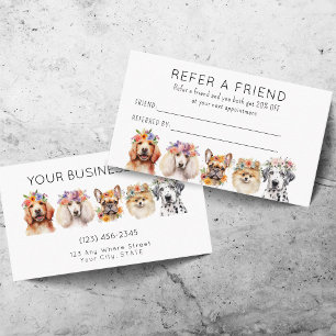 Tarjeta De Recomendación Adorable Perro al Agua Referir un Amigo