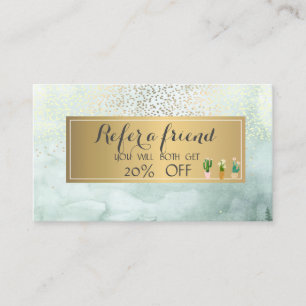 Tarjeta De Recomendación Adorables Plantas de Cactus Confeti