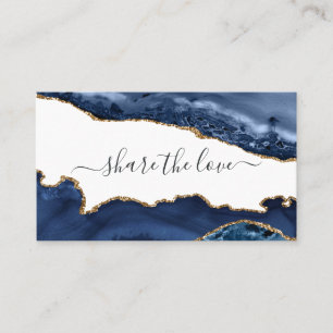 Tarjeta De Recomendación Ágata dorada y azul marino
