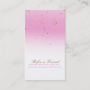 Tarjeta De Recomendación Amigo de Referencia Glamour Moderno Rosa y Dorado
