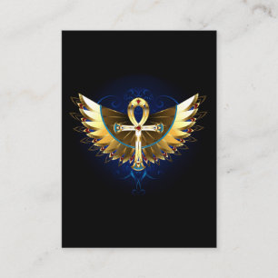Tarjeta De Recomendación Ankh de oro con alas
