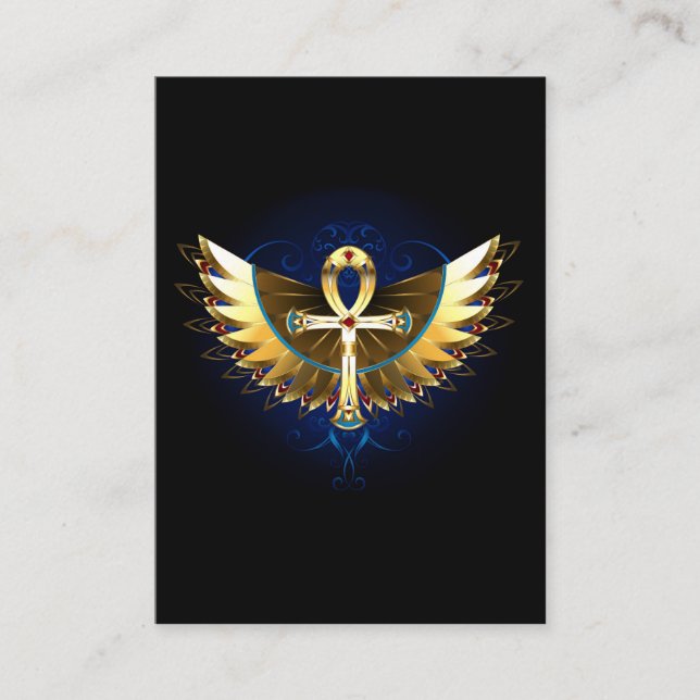 Tarjeta De Recomendación Ankh de oro con alas (Anverso)