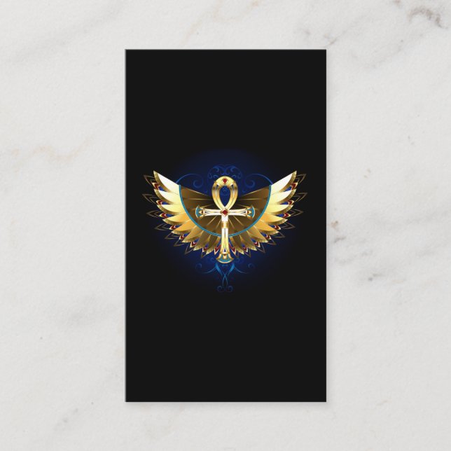 Tarjeta De Recomendación Ankh de oro con alas (Anverso)