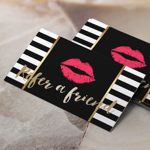 Tarjeta De Recomendación Artista de maquillaje de los labios del rojo de la