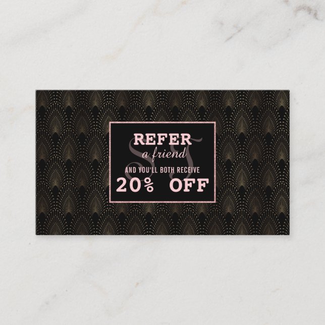 Tarjeta De Recomendación Artista de maquillaje en monograma Art Deco Rosa G (Anverso)