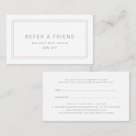 Tarjeta De Recomendación AVERY Minimalista Coral y Verde Referir un Amigo