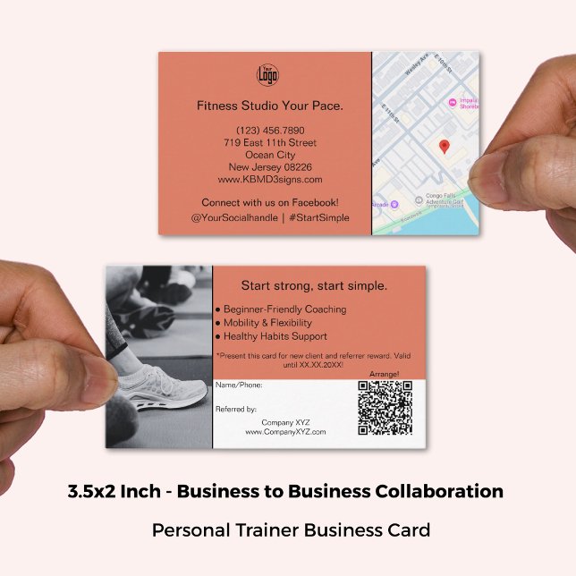 Tarjeta De Recomendación B2B Services QR Código Quemado Naranja negro (3.5x2 Inch, B2B Services QR Code Burnt Orange Black Referral Card)