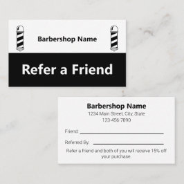 Tarjeta De Recomendación Barbería blanca y negra de negocios consulte a un 