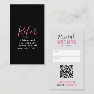 Tarjeta De Recomendación Belleza Estética Salón QR Cita Código QR
