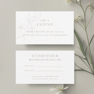 Tarjeta De Recomendación Blanca   Floral mínima Boho moderna