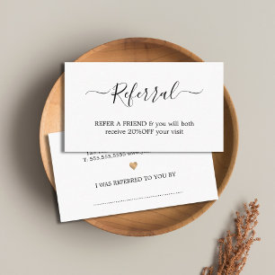 Tarjeta De Recomendación Blanco elegante moderno corazón de oro falso belle