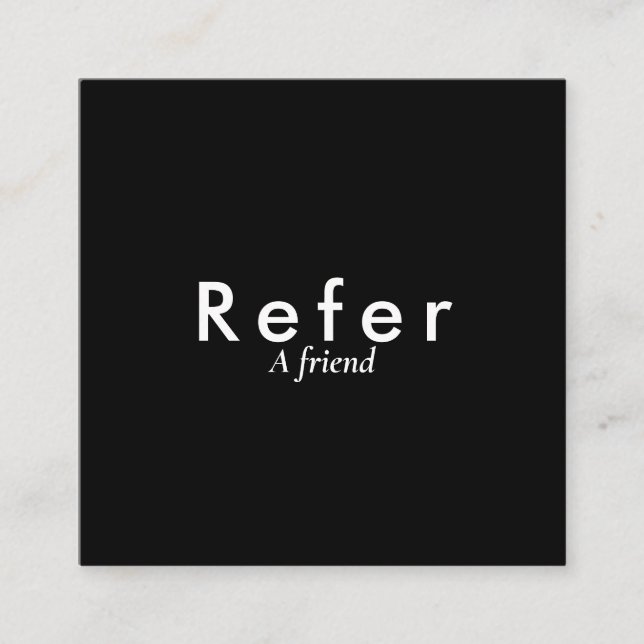 Tarjeta De Recomendación Blanco y negro simple (Anverso)