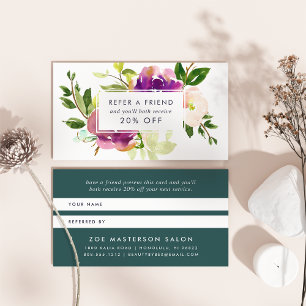 Tarjeta De Recomendación Bloom vibrante Floral acuarela