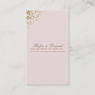 Tarjeta De Recomendación Blush Rosa Dorado Confeti Esquinas Recomienda a un