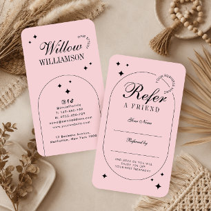 Tarjeta De Recomendación Blush Rosa Salón de Belleza Spa Script Vintage de