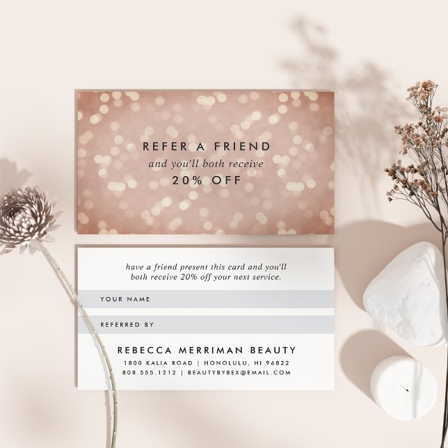 Tarjeta De Recomendación Bokeh de oro de Rosa de cobre (Subido por el creador)