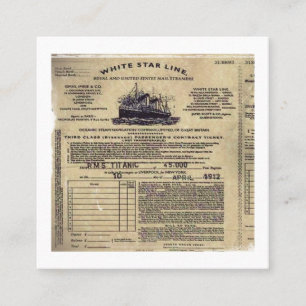 Tarjeta De Recomendación Boleto para RMS 1912 titánico