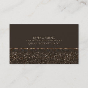 Tarjeta De Recomendación Bronce Marrón Chic Brillante Glam Referir un Amigo