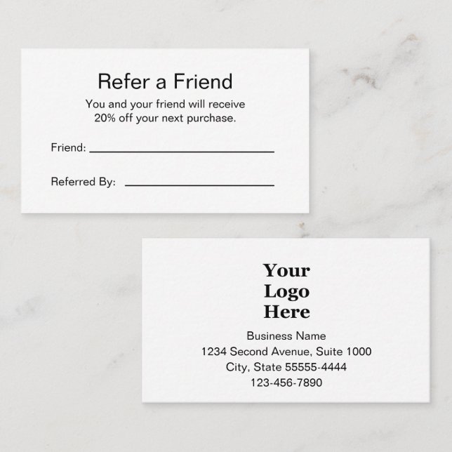 Tarjeta De Recomendación Business Logo Black and White Branded (Anverso / Reverso)