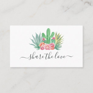 Tarjeta De Recomendación Cactus acuarela