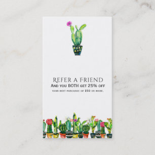 Tarjeta De Recomendación Cactus Floral Rústico del Suroeste Recomienda a un
