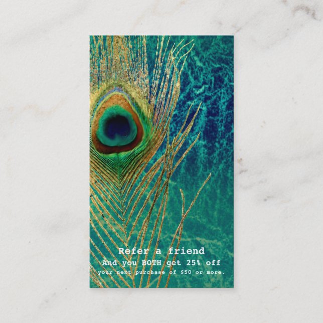 Tarjeta De Recomendación Capucha azul azul Verde azulado Boho de oro le hac (Anverso)