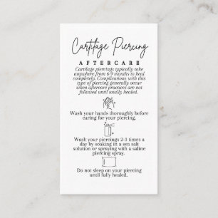 Tarjeta De Recomendación Cartilage Piering Afcare Card