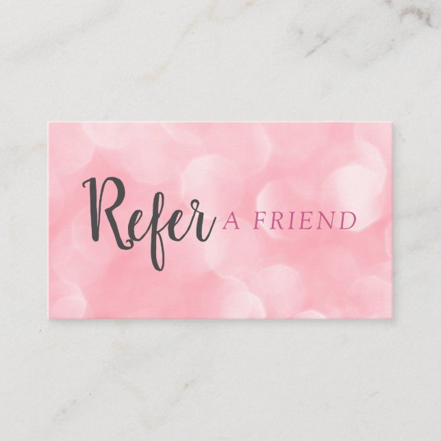 Tarjeta De Recomendación Chic Moderno Bokeh Rosa (Anverso)