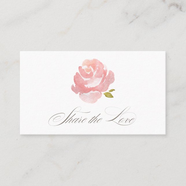 Tarjeta De Recomendación Chic Referencia de Rosa Rosa Acuarela (Anverso)